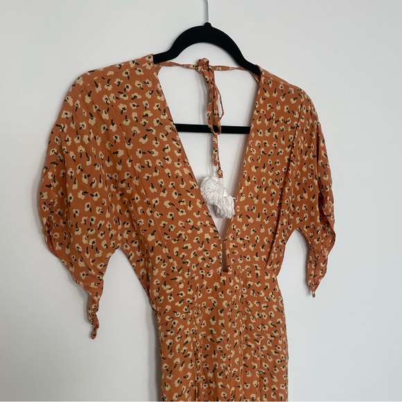 Faithfull the Brand Cedric Orange Floral Jumpsuit - Size XS - Picture 5 of 12
